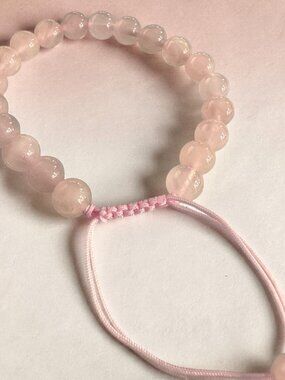 Genuine Rose quartz Bracelet 8 mm with Adjustable Strings